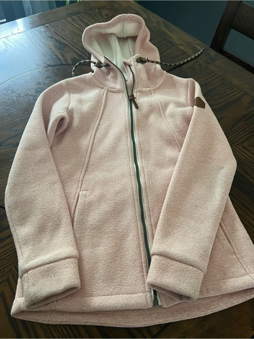 Merrell Girls Hoodie Pink L Full Zip Hooded Polyester Fleece Solid Logo # 588